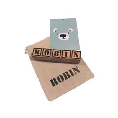kraamcadeautje, houten blokken