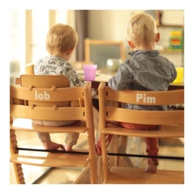 sticker met naam Tripp Trapp, naamsticker Tripp Trapp, sticker met naam kinderstoel, naamsticker kinderstoel