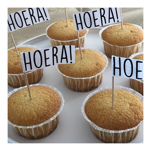 Stickers als vlaggetjes cupcakes