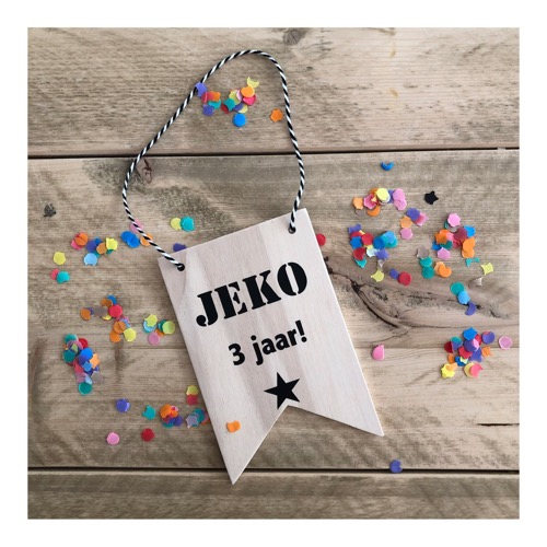 Houten banner verjaardagskaart