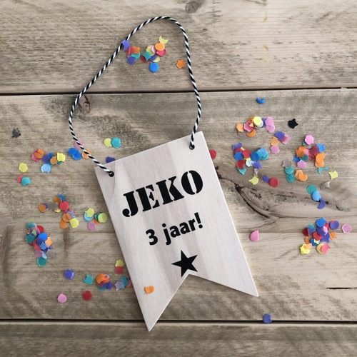 Houten banner verjaardag