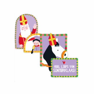 Cadeaustickers in het thema Sinterklaas, leuk om je cadeautje mee in te pakken