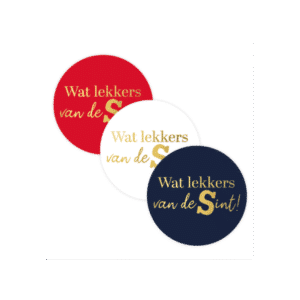 cadeausticker voor Sinterklaas met de tekst Wat lekkers van de Sint