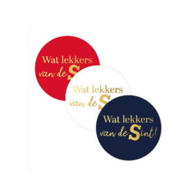 cadeausticker voor Sinterklaas met de tekst Wat lekkers van de Sint
