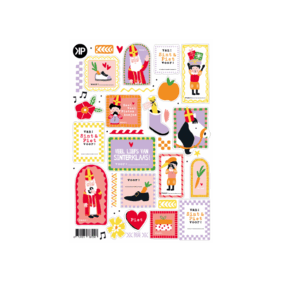 inpakken sinterklaascadeautje, stickers Sinterklaas