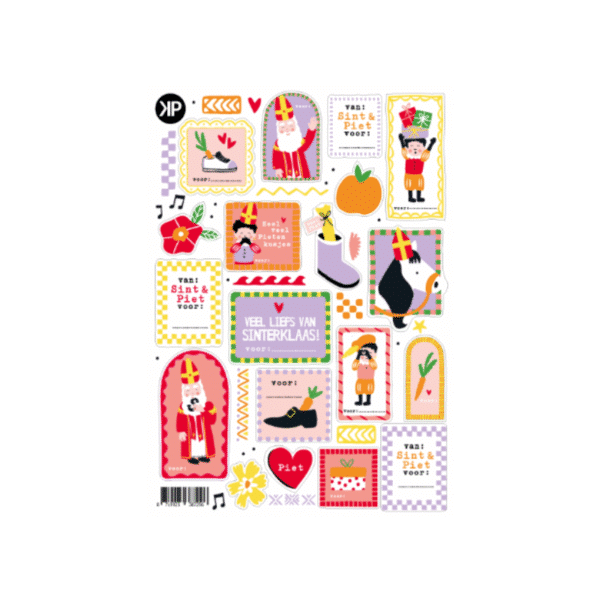 inpakken sinterklaascadeautje, stickers Sinterklaas