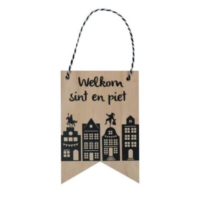 houten vlaggetje sinterklaas, houten banner sinterklaas