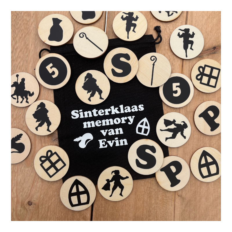 Houten memory Sinterklaas, memoryspel hout, memory Sinterklaas