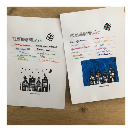 Verlanglijstje Sinterklaas gratis printable