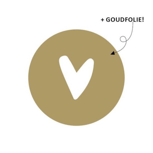 Sticker hartje goud-wit