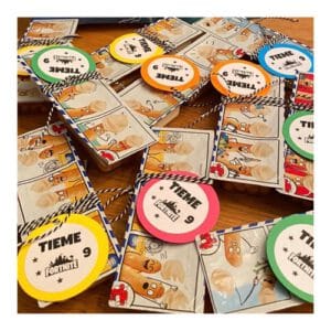 Traktatiesticker met label