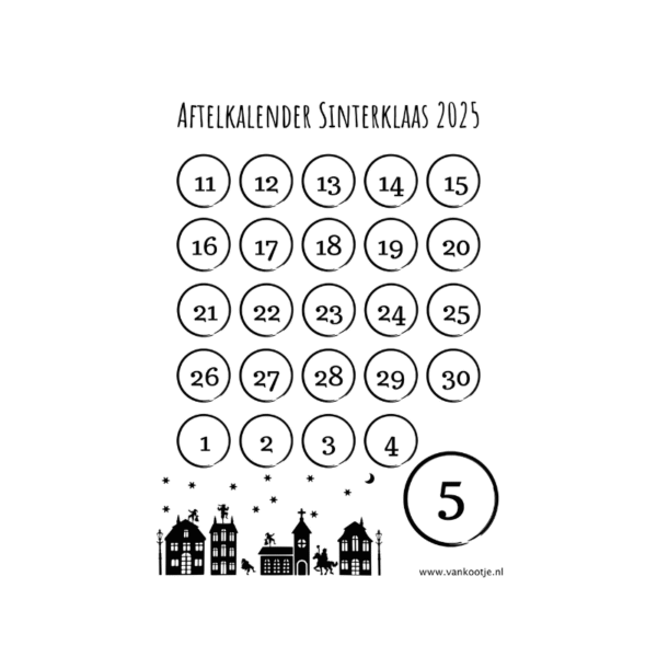 Aftelkalender Sinterklaas 2025, gratis aftelkalender Sinterklaas