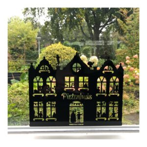 raamsticker pietenhuis, raamsticker Sinterklaas