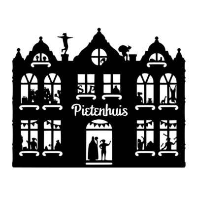 raamsticker pietenhuis, raamsticker Sinterklaas