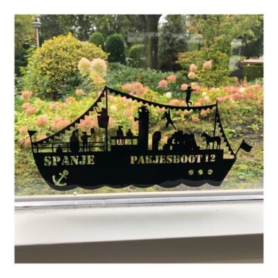 Raamsticker pakjesboot, raamsticker Sinterklaas