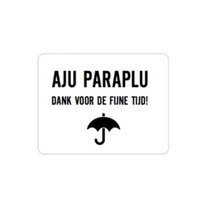 sticker aju paraplu, traktatiesticker aju paraplu, traktatie aju paraplu