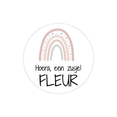 sticker traktatie geboorte, sticker zusje geboren