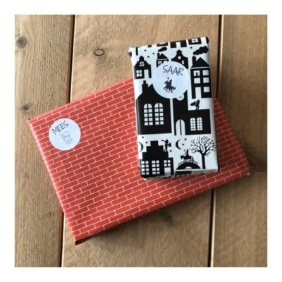 sticker sinterklaas met naam, inpakken sinterklaascadeautje