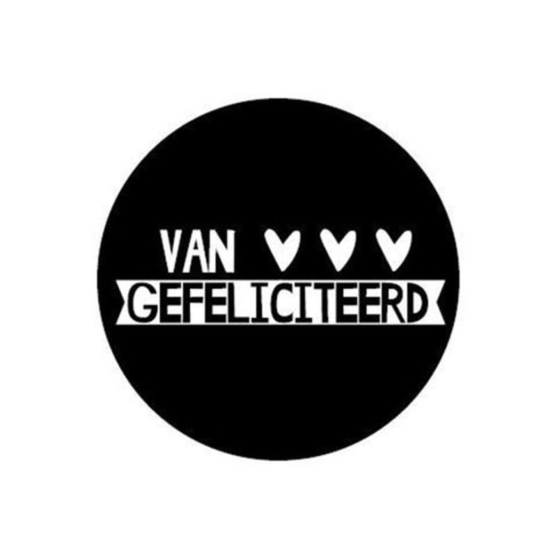 Sticker van harte gefeliciteerd