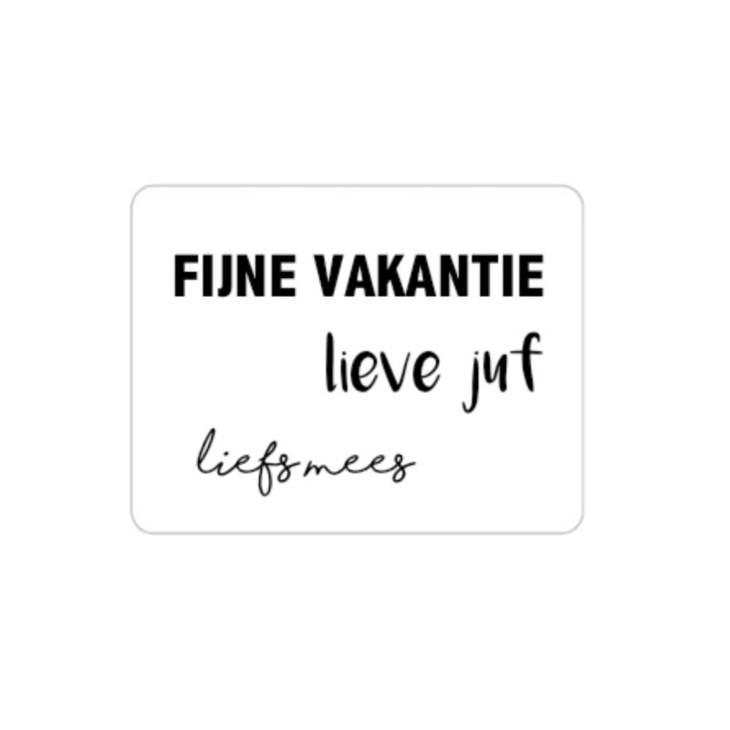 Sticker Fijne vakantie lieve juf met naam