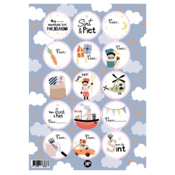 inpakken sinterklaascadeautje, stickers Sinterklaas