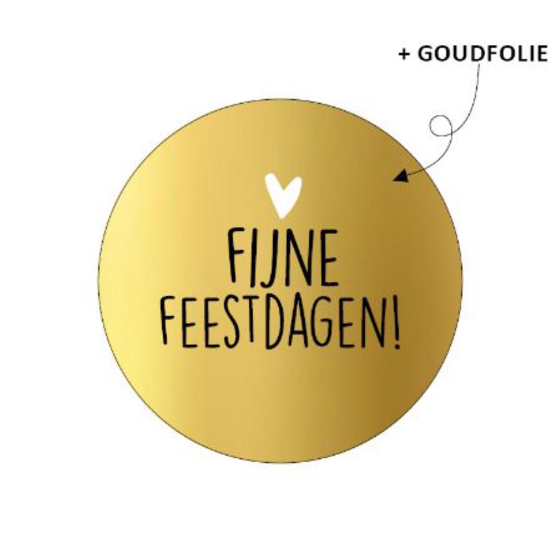 Sticker Fijne feestdagen goud met hartje
