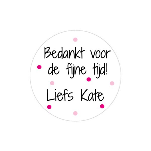 traktatie afscheid, sticker traktatie afscheid, traktatiesticker afscheid