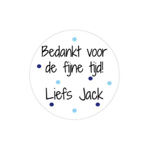 traktatie afscheid, sticker traktatie afscheid, traktatiesticker afscheid