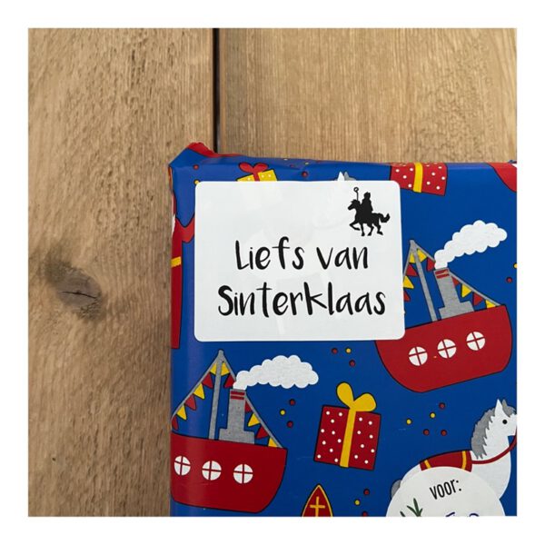 sticker sinterklaas met naam, inpakken sinterklaascadeautjes