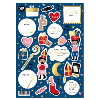 inpakken sinterklaascadeautje, stickers Sinterklaas