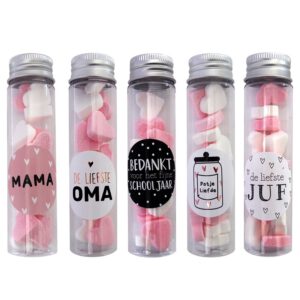 Buisjes met lekkers. leuk cadeautje, kleinigheidje