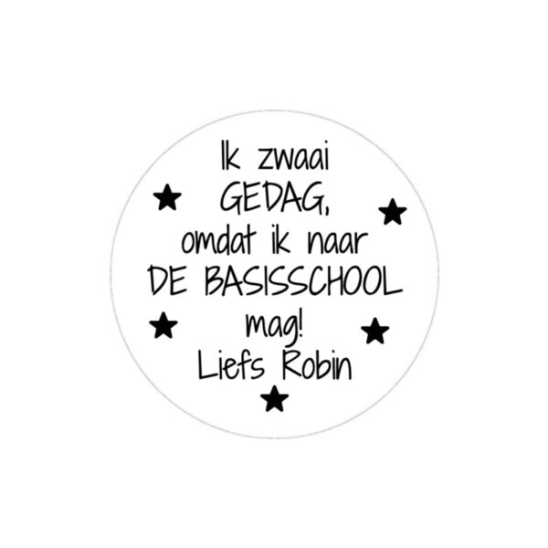 sticker traktatie basisschool, traktatie basisschool, ik zwaai gedag