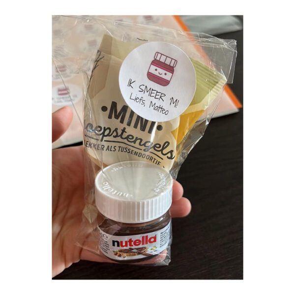 Traktatie nutella, traktatie Ik smeer 'm, traktatie afscheid