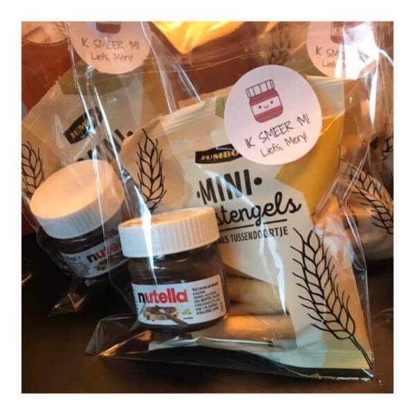 Traktatie nutella, traktatie Ik smeer 'm, traktatie afscheid