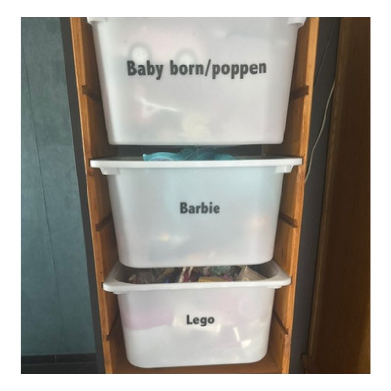 Stickers om speelgoedbakken te labelen, handig en overzichtelijk voor kinderen