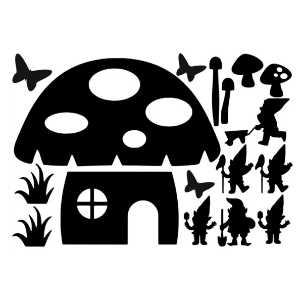 Raamsticker herfst, raamsticker paddestoel, raamsticker kabouters