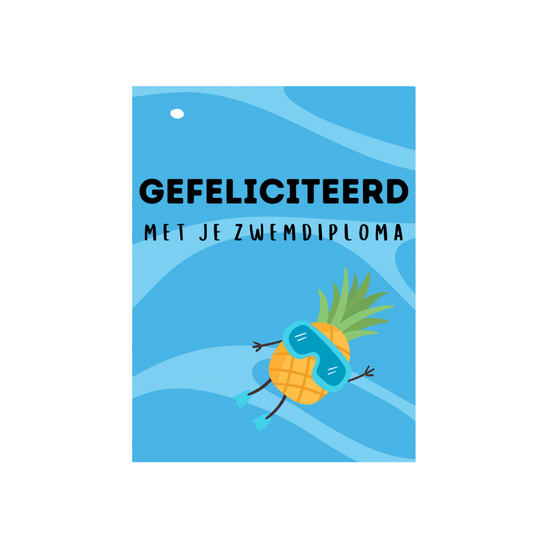 kaart zwemdiploma, cadeautje zwemdiploma