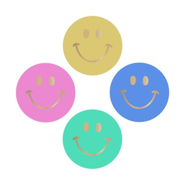 cadeausticker, cadeautje inpakken, sticker Smiley