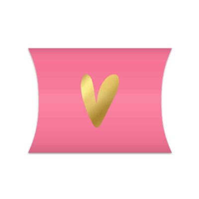 Roze cadeaudoosje met een goud hartje, ideaal voor het inpakken van je kleine cadeautjes
