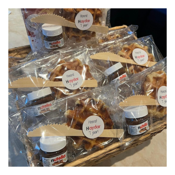 Traktatie nutella, traktatie Ik smeer 'm, traktatie afscheid