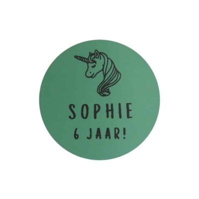 traktatiesticker, sticker traktatie unicorn