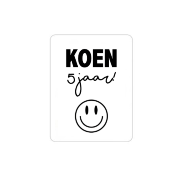 traktatiesticker, sticker met naam