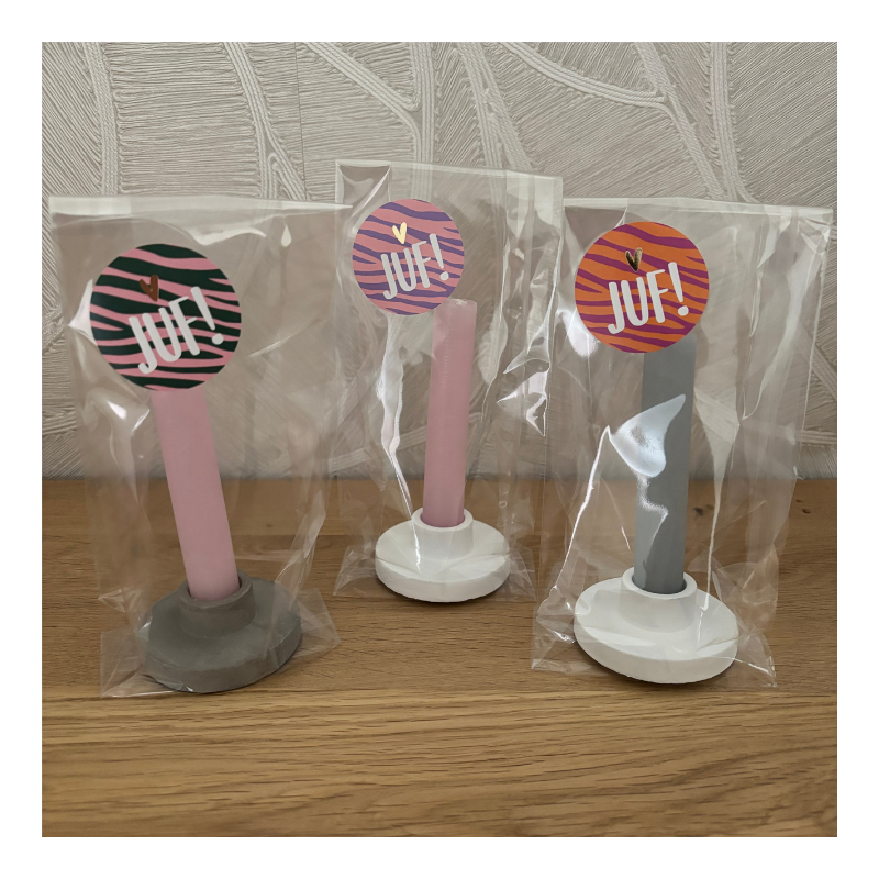 Cadeausetje juf met kaarsje