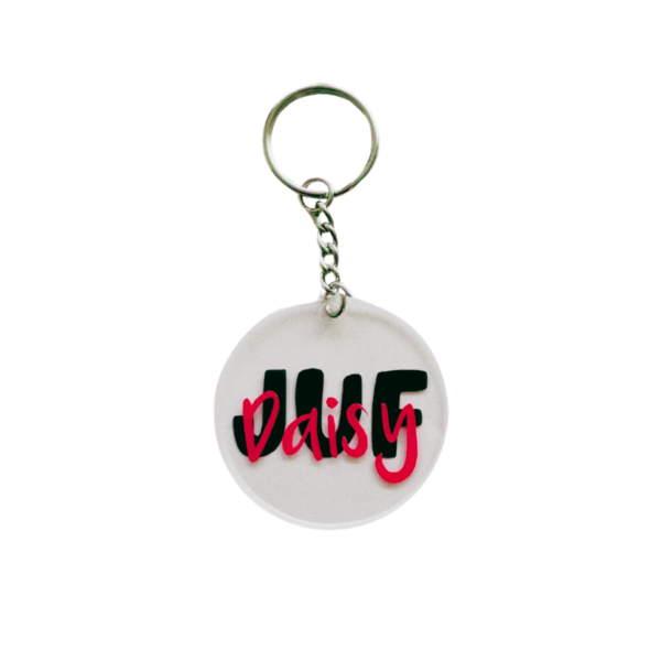 sleutelhanger met naam, sleutelhanger met naam plexiglas, cadeautje juf