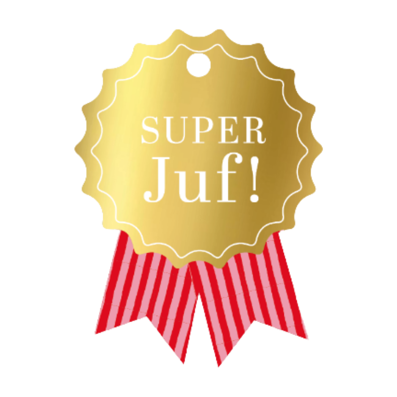 Cadeaukaartje voor de juf, leuk om aan een cadeautje te hangen