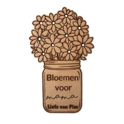 Houten bloemen voor mama waar je zelf bloemetjes in kunt steken