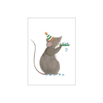 Kaart met een illustratie van een muis van Getekend door Zusje
