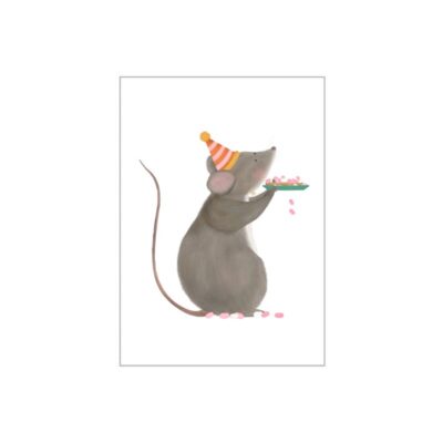 Kaart met een illustratie van een muis van Getekend door Zusje