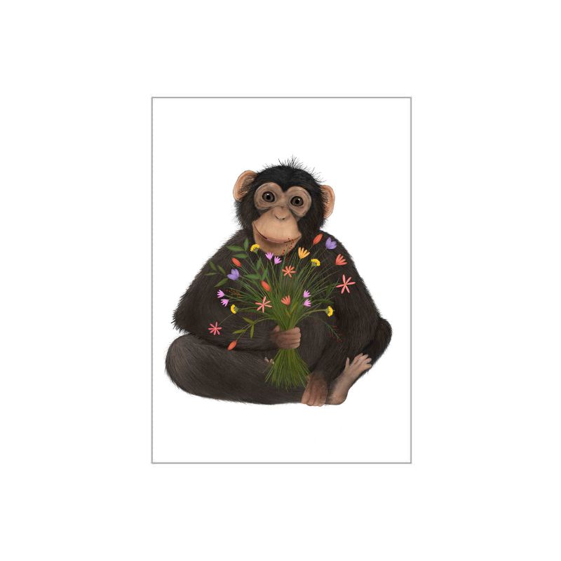 Kaart met een illustratie van een chimpansee van Getekend door Zusje
