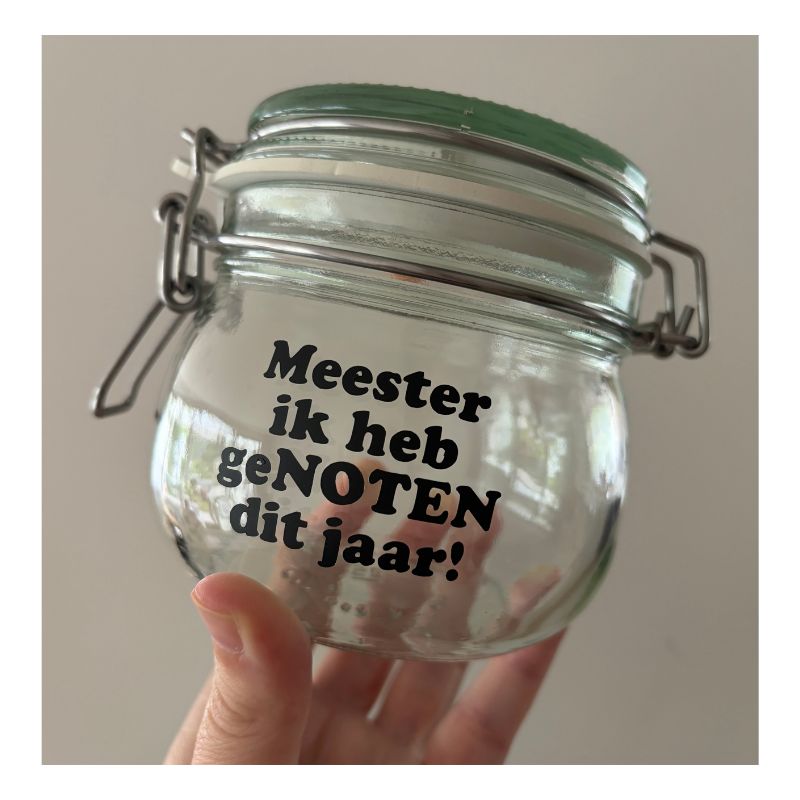 glazen pot met tekst naar keuze, persoonlijk cadeautje